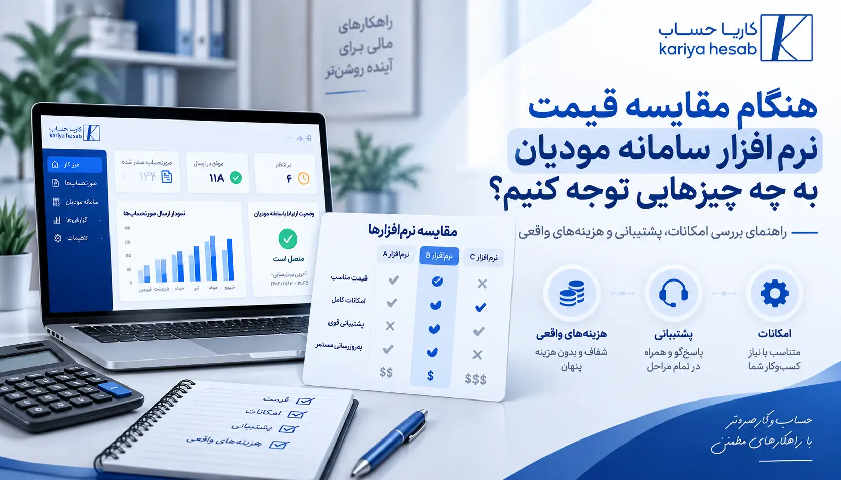 هنگام مقایسه قیمت نرم افزار سامانه مودیان به چه چیزهایی توجه کنیم؟