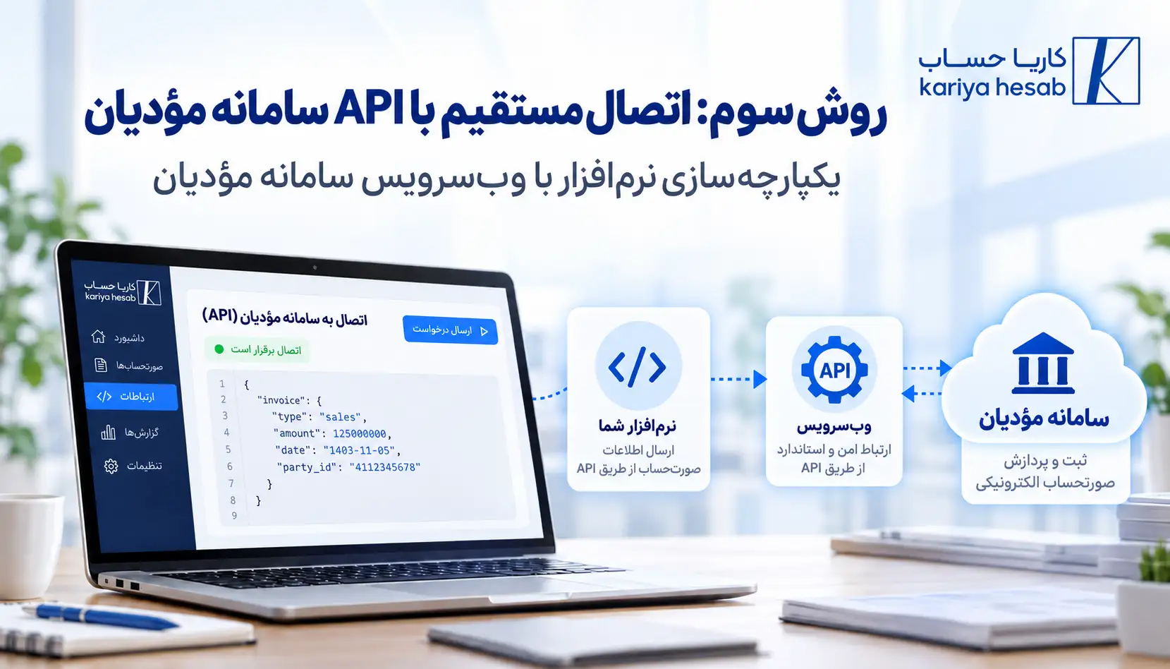 روش سوم: اتصال مستقیم با API سامانه مؤدیان